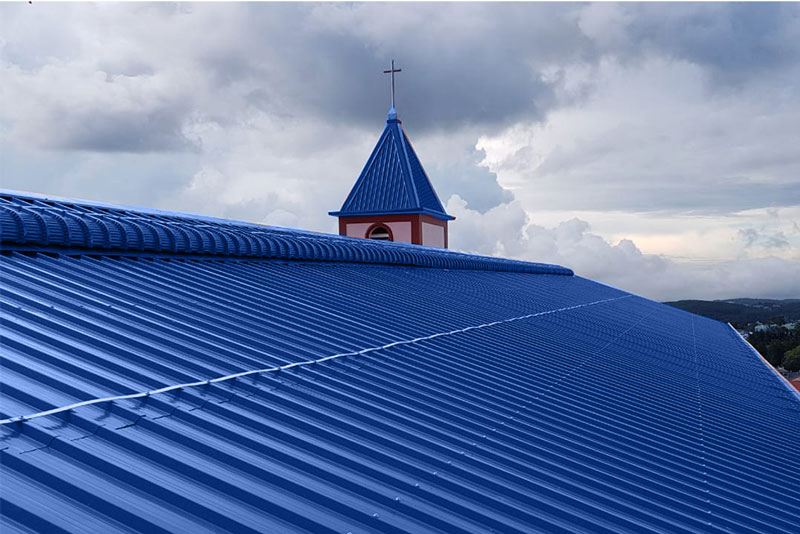 DynaRoof-demo-Pepsi-blue-metal-roof