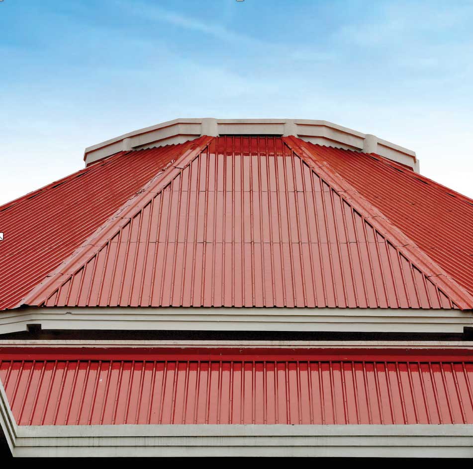 DynaRoof metal brick red roof